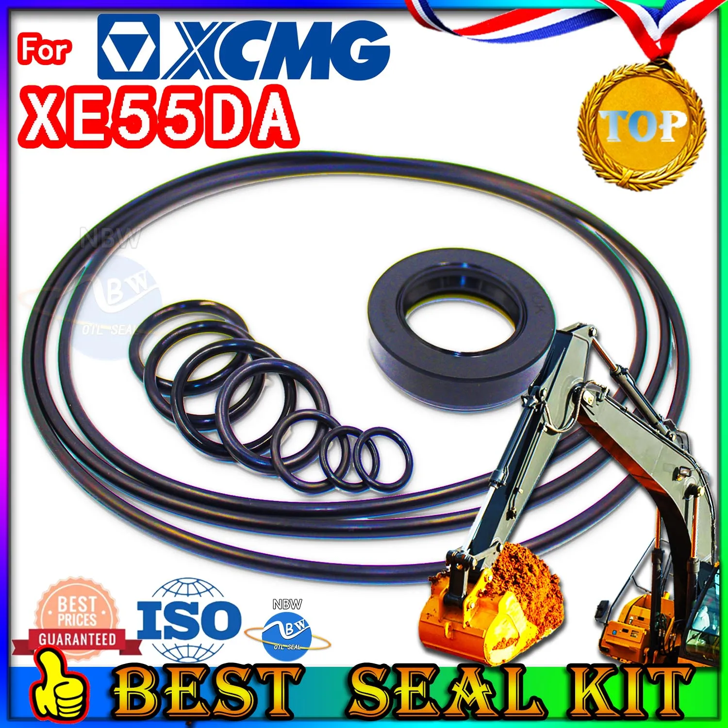 For XCMG XE55DA Oil Seal Repair Kit Boom Arm Bucket Excavator Hydraulic Cylinder Pump Digger Clamshell Shovel Adjust Swing Gear