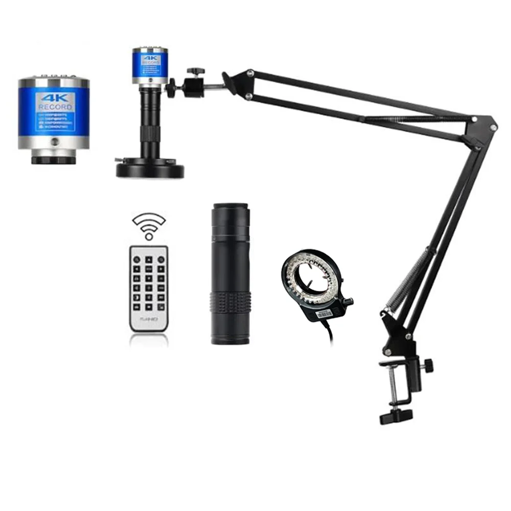 4K Digital Microscope for Electronics 48MP Type-C Camera 150X C Mount Zoom Lens Professional Repair Microscope with Ring Light