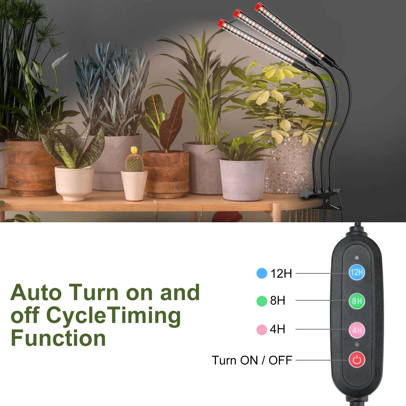 Gamechanger! 27W Power Home Plug, NOT 10W Adapter, FECiDA 3Head Clip Grow Lights for Seed Starting with Timer