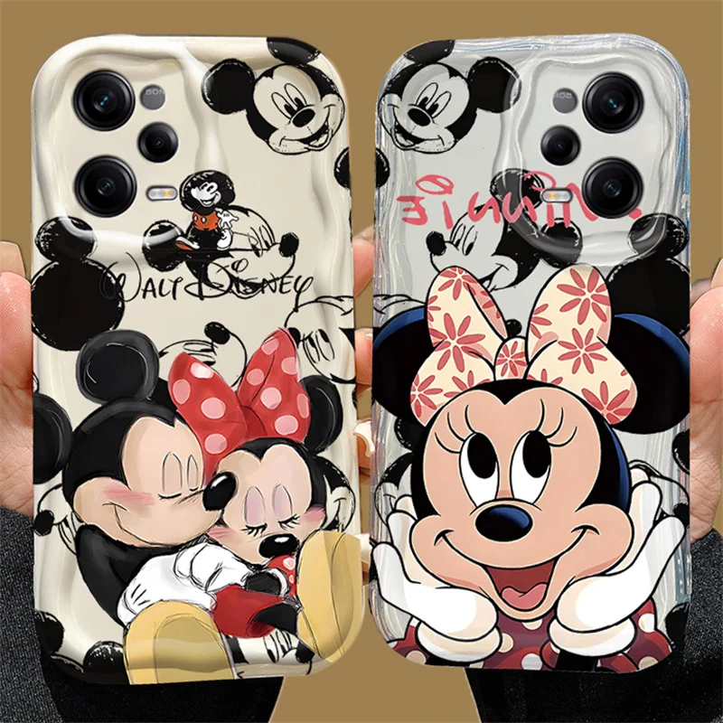 Disney Mickey Minnie Mouse Wave Phone Case For Xiaomi Redmi Note 13 12 11 Pro Plus 12S 11S 10 10S 9 9S 8 13C 12C 10C Turbo 3 5G