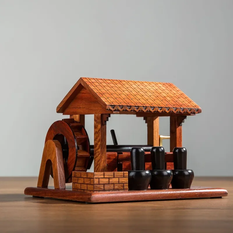 Multifunctional pen holder with rolling wealth Antique landscape handicrafts Pastoral scenery Iconic decoration model