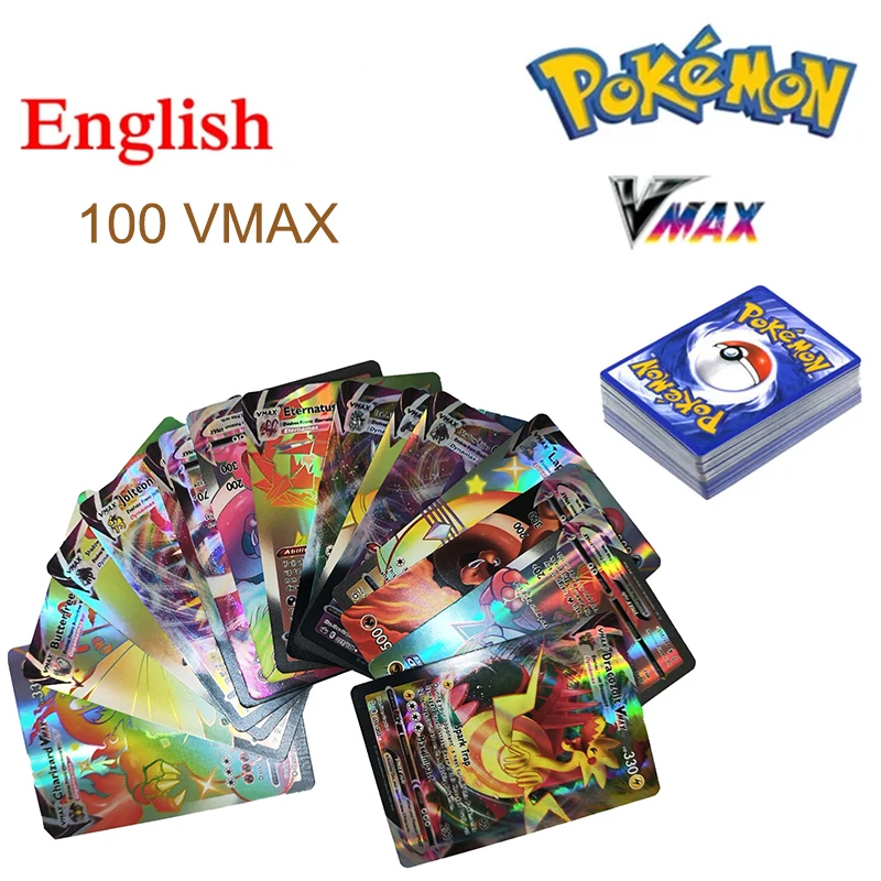 100-200pcs Pokemon Card Not Repeating Flash EX GX VMAX Collection Cards Game Battle Carte Trading Children Toy