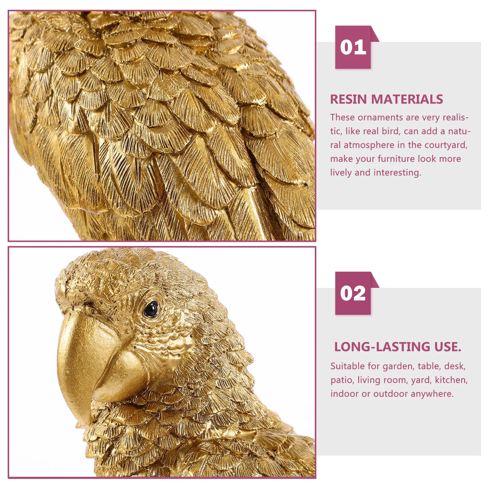 

Golden Resin Craft Small Parrot Adornment Bird Decor Small Parrot For Garden Party Plant Pot Desktop Decoration