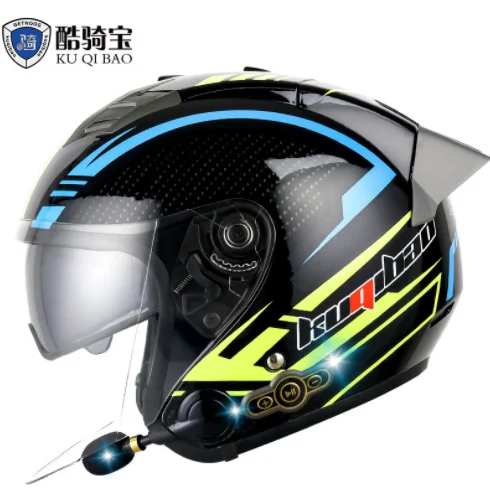 NONE DOT-zugelassener 3/4 Motorradhelm mit offenem Gesicht, integriertem Bluetooth-Headset-Kopfhörer und abnehmbarem Innenfutter 5