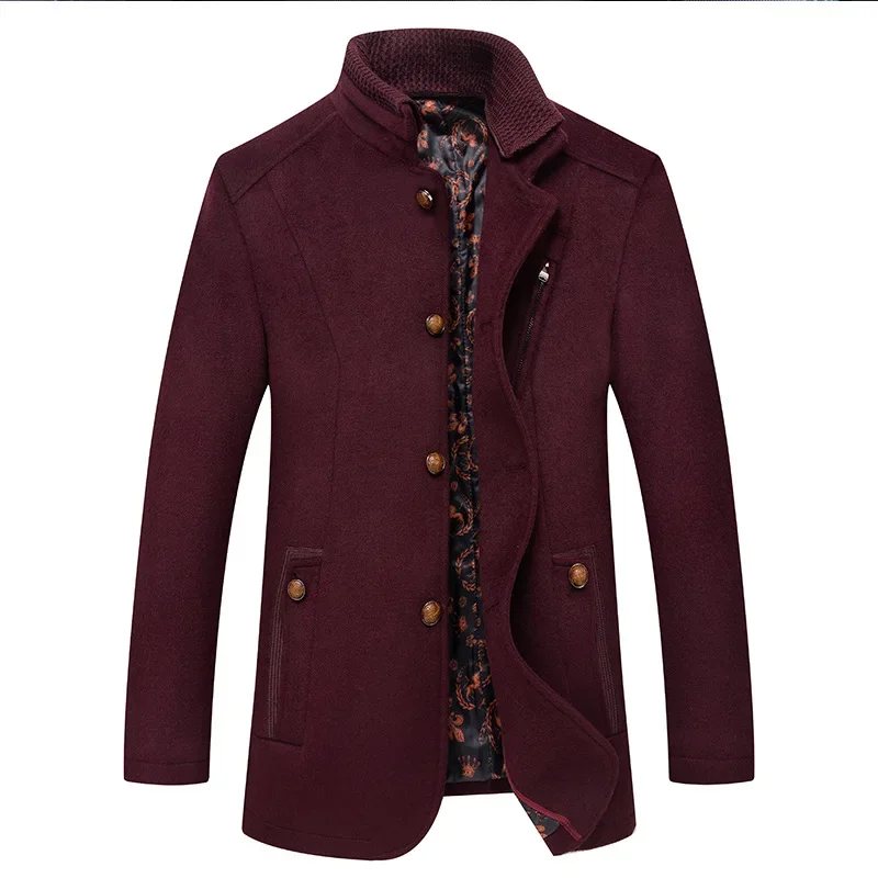 Autumn and Winter New Men's Fashion Double Necked Single Breasted Coat