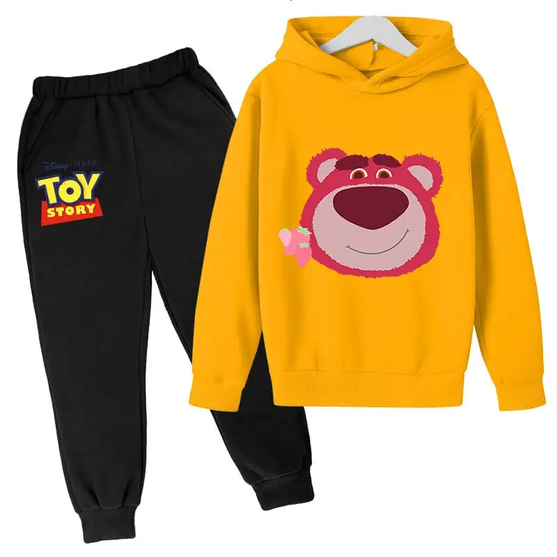 Children Boys Lotso Hoodies Set Children Cartoon Toy Story Woody Buzz Lightyear Hoodies Tops+Long Pants 2PCS Suit Kids Outfits