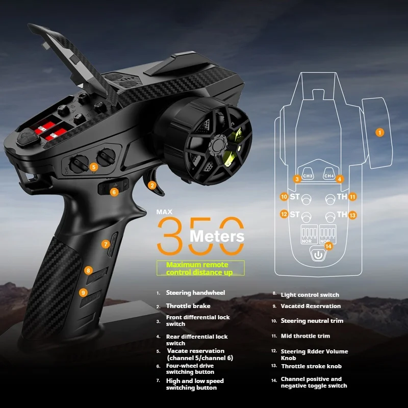 Lll tk07 1:7 carro de escalada rc modelo de controle remoto elétrico tração nas quatro rodas diferencial de dupla velocidade simulado veículo off-road