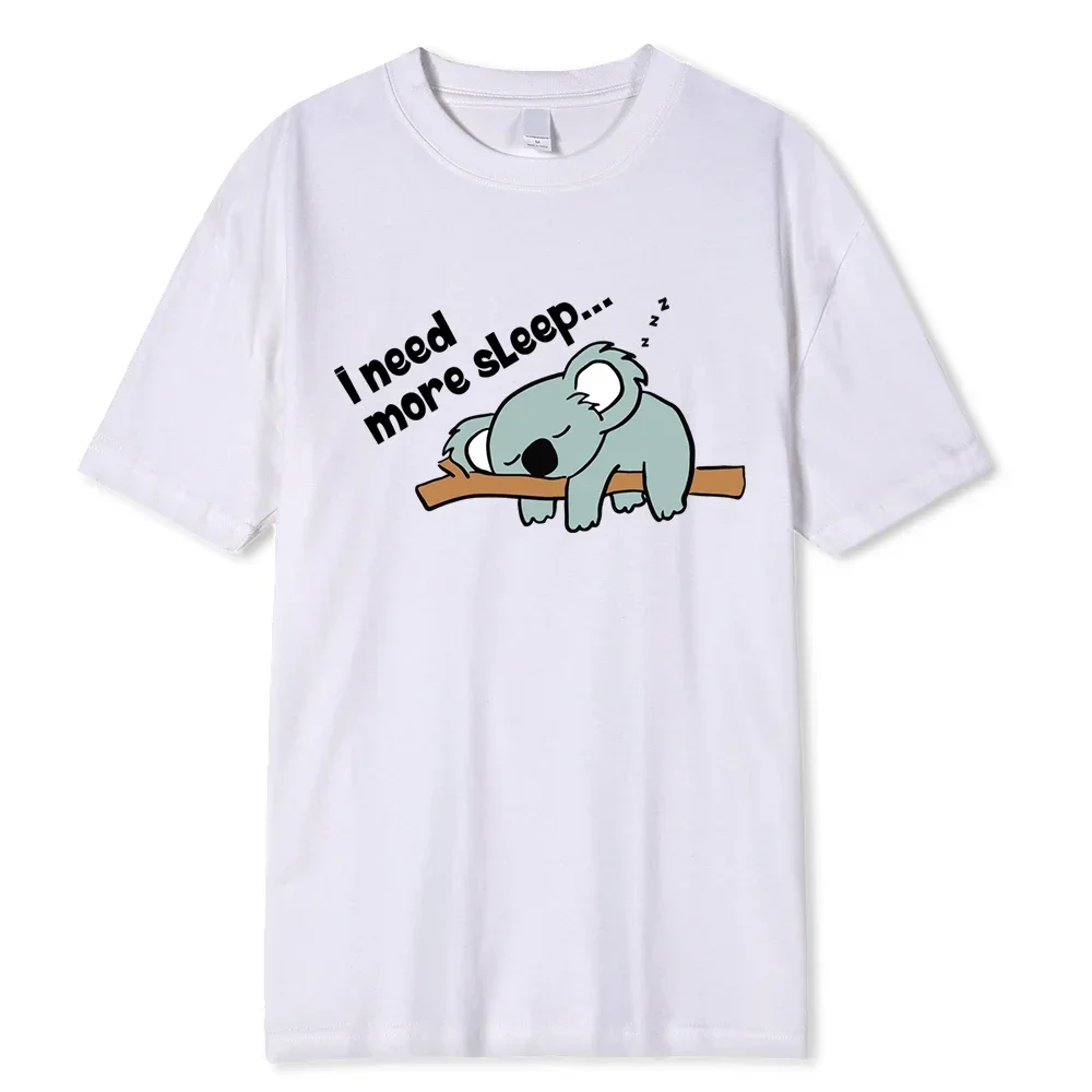 I need more sleep lazy koala interesting printed pattern retro street wear fashion Harajuku Summer Men women universal T-shirt