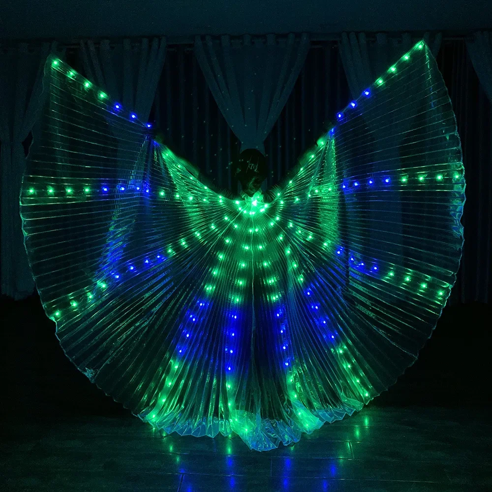 RGB LED Wings Belly Dance Performance Fluorescent Butterfly Isis Wings Glowing Dancing Costumes Show With Remote Controler Adult