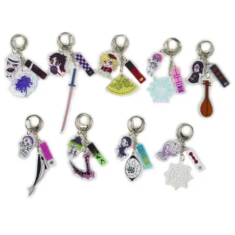 Kibutsuji Muzan Chaveiro Anime Kokushibou Douma Akaza Nakime Gyokko Gyuutarou Enmu Acrílico Chaveiro Mochila Pingente