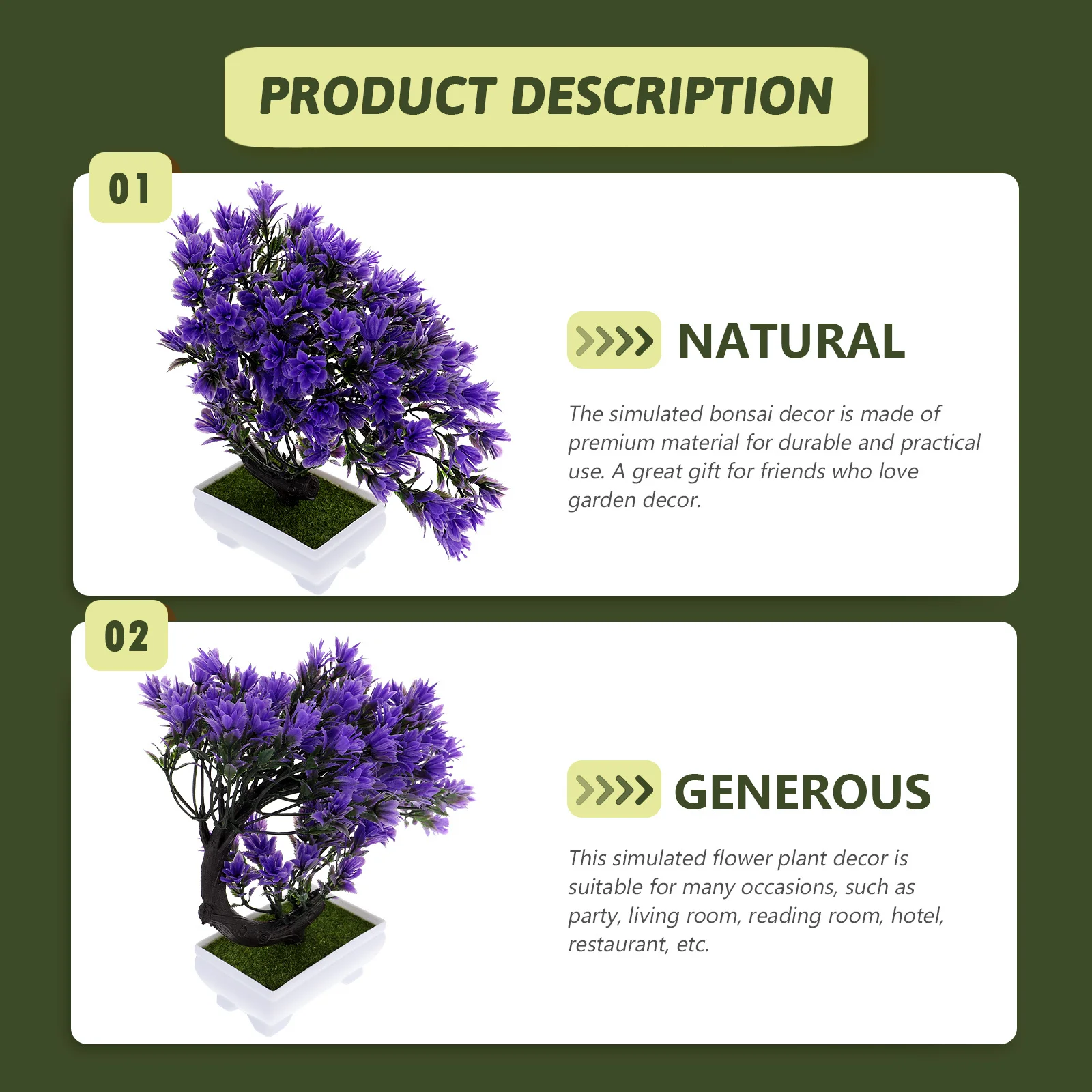 

Fake Flower Bonsai Desktop Adorn Realistic Plant Decor Fine Workmanship Not Easy Lose Shape Broken Stress Relief Home Office