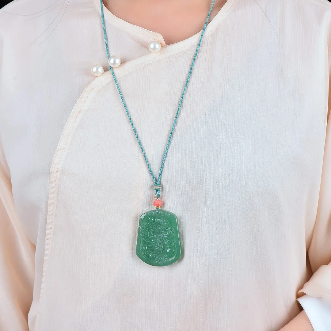 natural stone Fine Dongling Yulong pendant for men rope pendant for women  green jade necklace The dragon guards the amulet