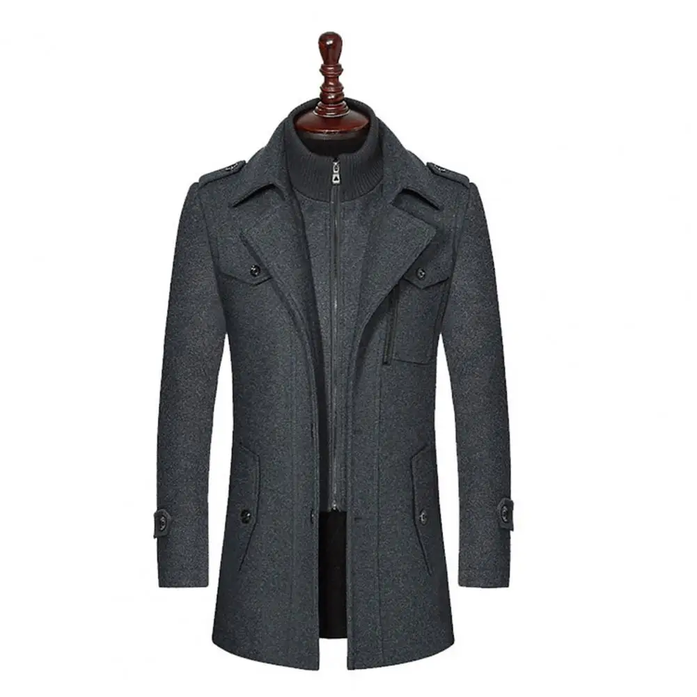Men's Woolen Trench Coat Double Collar Wool Coat Fashion Handsome Autumn Winter Business Style Middle-aged Men's Classic Coat