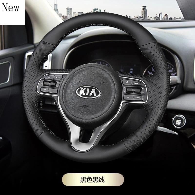 

High-Quality Hand-Stitched Leather Car Steering Wheel Cover for Kia K5 K4 Sportage R KX5 KX3 K3 Interior Car Accessories