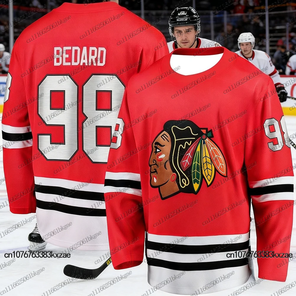 Autumn Winter Hockey Jerseys For Adult/Kids Chicago Red Hockey Jerseys Casual Sports Hockey Jersey Parent Child Hockey Jerseys