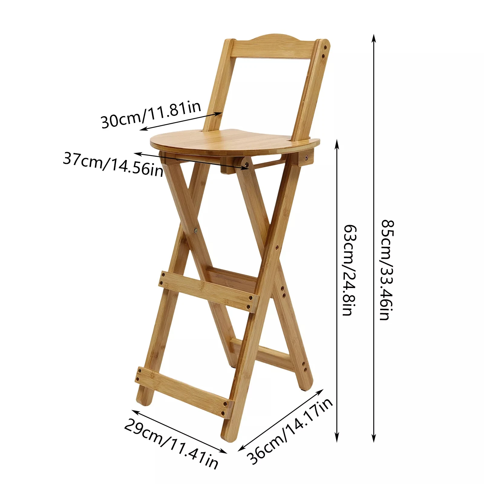 Portable Folding Bamboo Stool - Tall Bar Chair for Porch & Kitchen