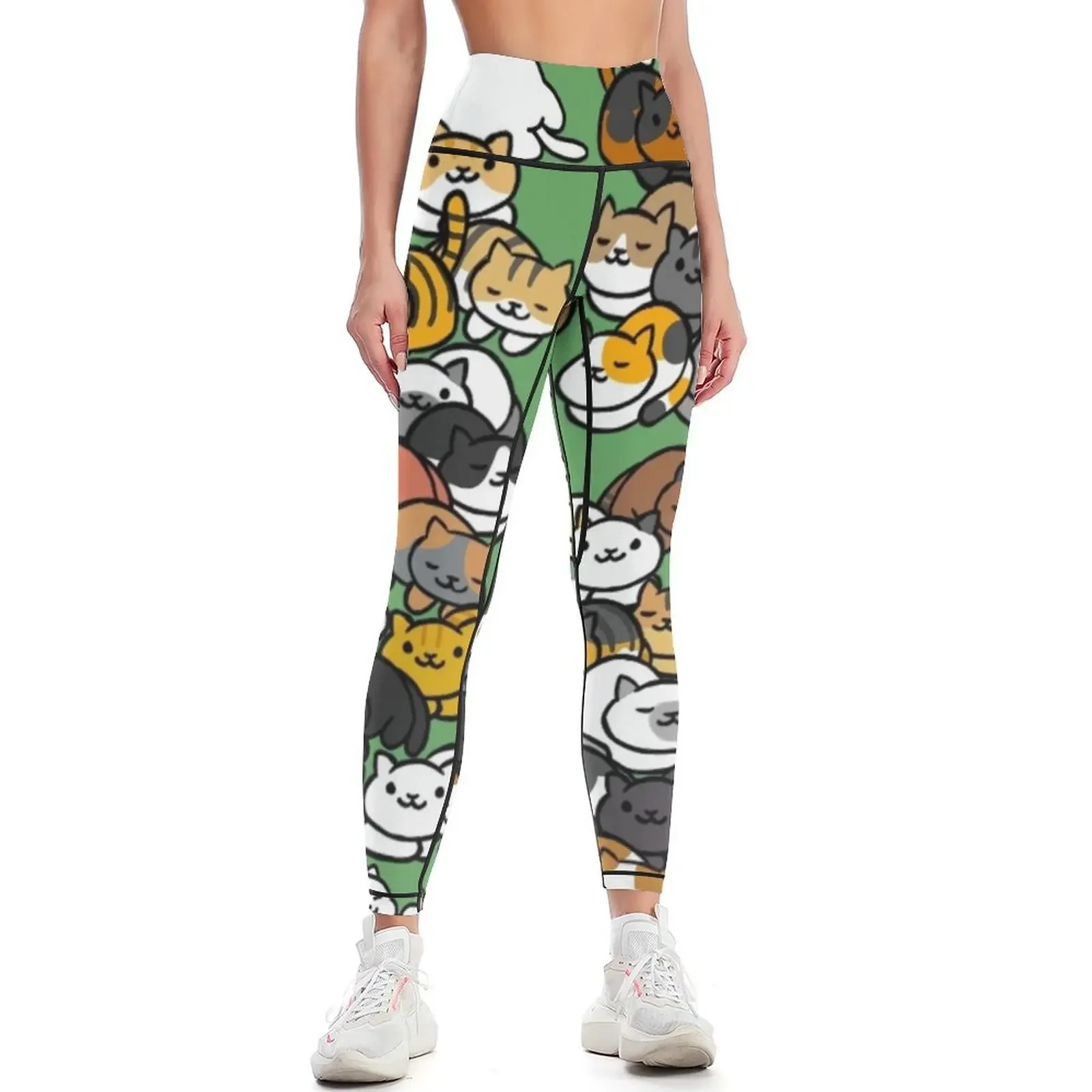 

Neko Atsume Sleepy Kitties Leggings Golf wear Clothing fitness workout clothes for Women's high waist Womens Leggings