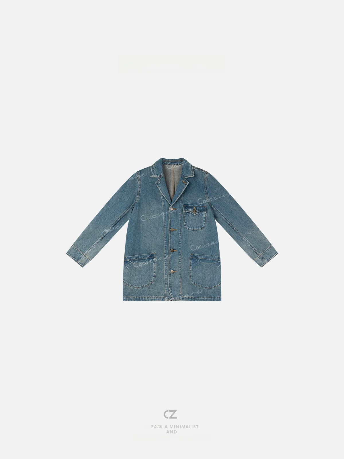 

Ретро-американский женский джинсовый костюм-жакет для ранней осени, новинка ZONE Liu, 100% хлопок, свободный крой, длинный рукав, на пуговицах