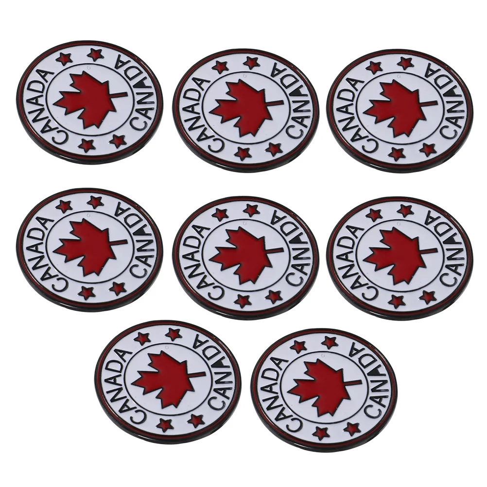 

8Pcs Leaf Canada Flag Brooch Pin Round Enamel Patriotic Lapel Pins Suit Accessories Party Supplies Pins American