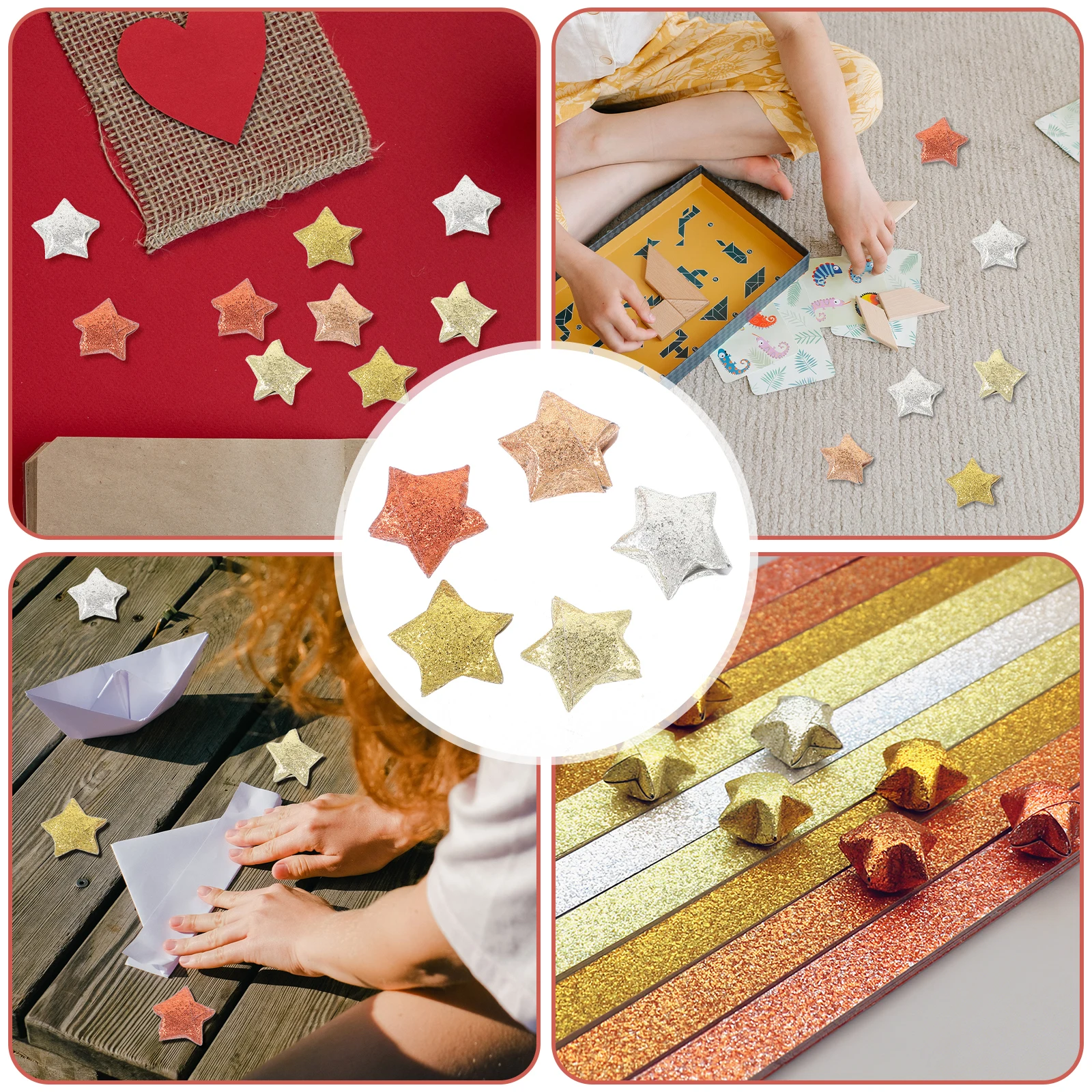 

200 Pcs Lucky Star Paper Sticks Glitter Origami Papers for Crafts Making DIY Folding Supplies Kids Children Craft Square