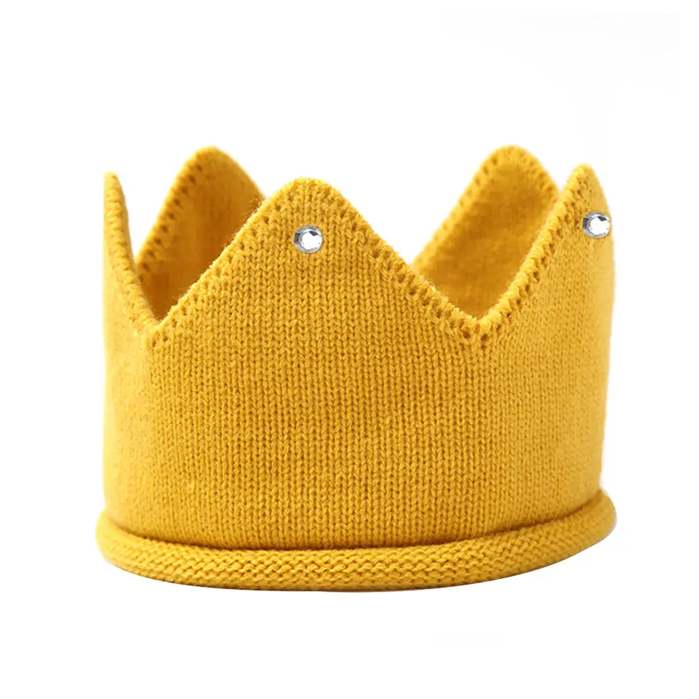 

Crown Knit Birthday Hat Baby Girl Warm Beanie Acrylic Kids Newborn Headband Hat Birthday Child Accessories