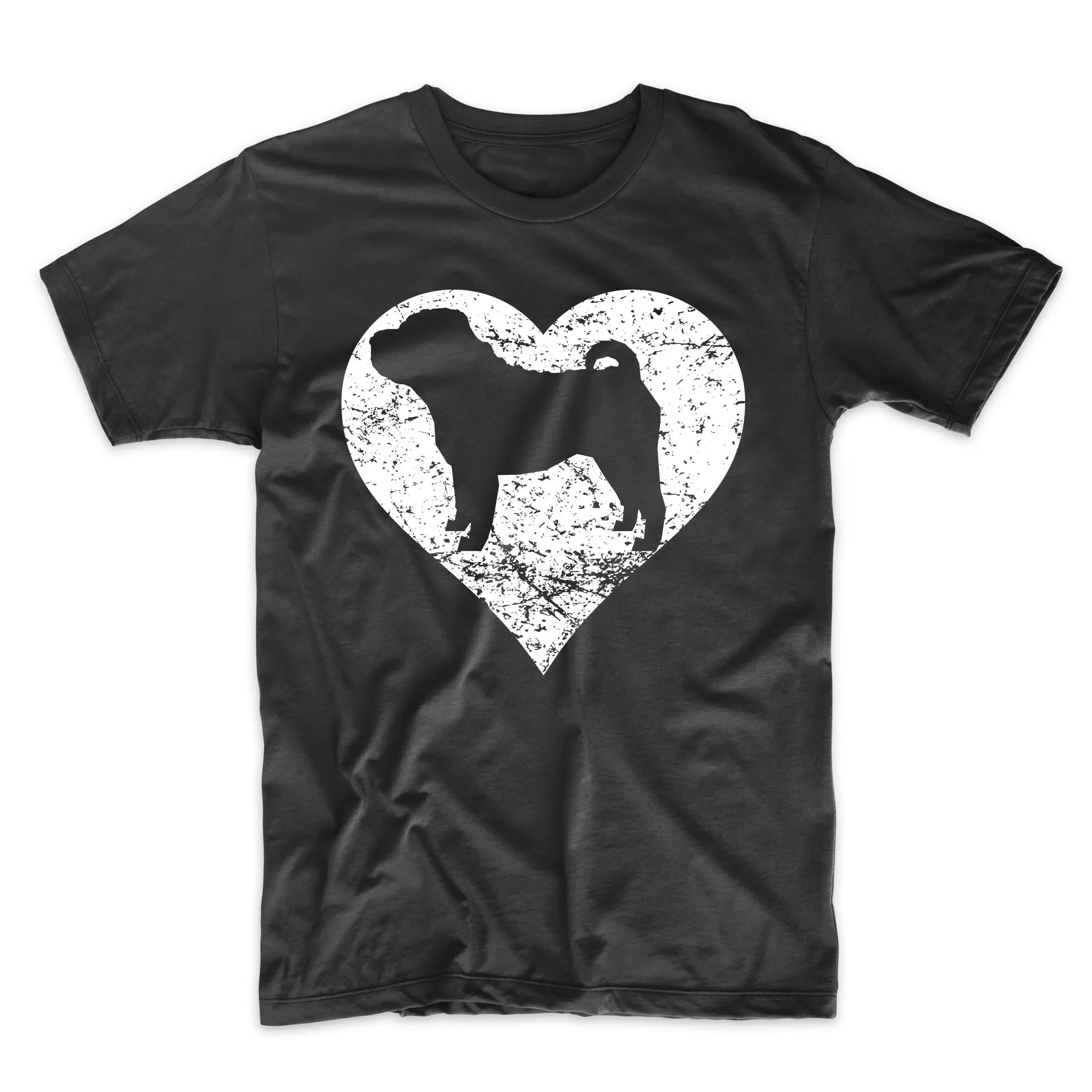 Shar Pei T Shirt Distressed Heart Dog Owner