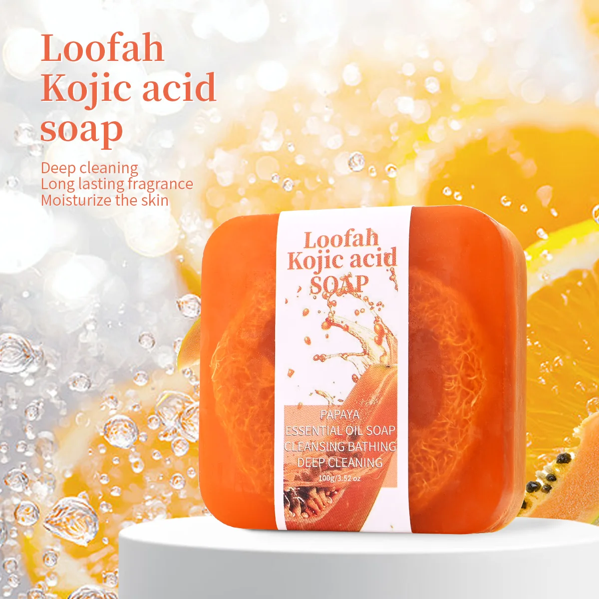 Loofah Kojic Acid Brightening Skin Plant Essential Oil Soap, Deep Cleansing Physical Exfoliating Handmade Soap, Natural Oil Soap