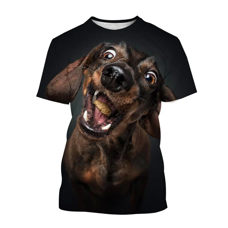 

Funny 3D Printing Cute Dog T-Shirt Men Casual Animal Pets Graphic Tees Fashion Street Short Sleeve Crewneck Cool Tops T Shirts