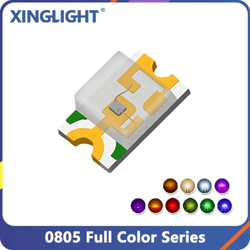 Diode LED Smd à haute puissance, 100 pièces, vert, bleu glacier, rouge, violet, à proximité, 0805