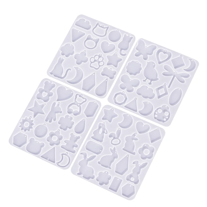 Molde silicona Flexible para pendientes animales geométricos DIY para entusiastas del bricolaje