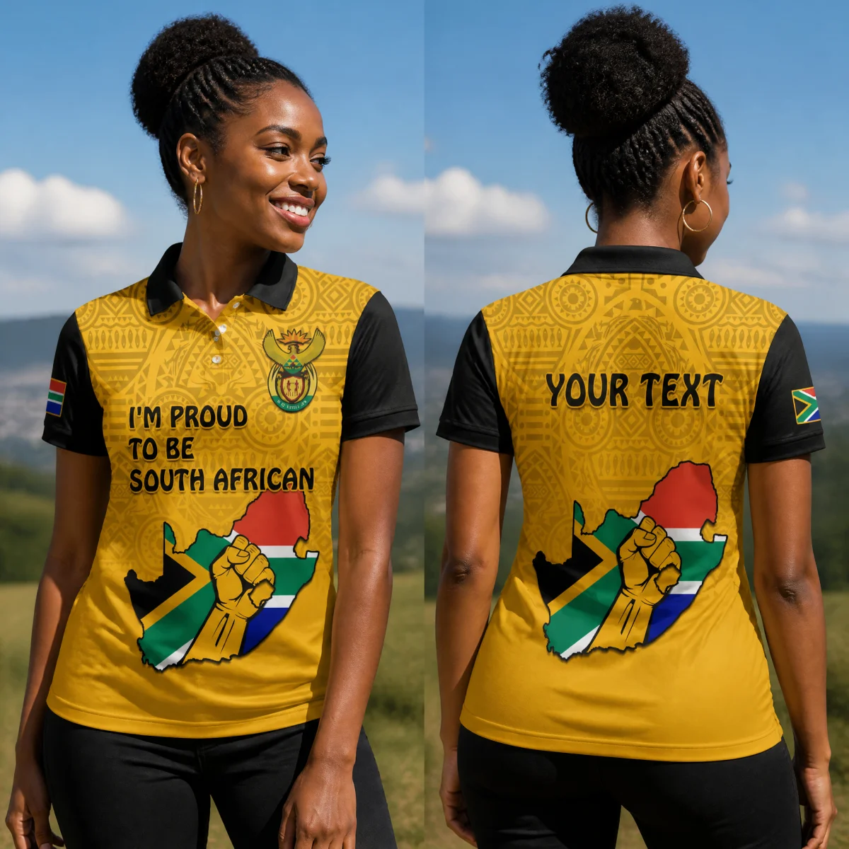 Women South Africa Polo T Shirt Protea Flower Print Short Sleeve Lapel Tee Casual Summer Fan Fashion Top Modern Modern