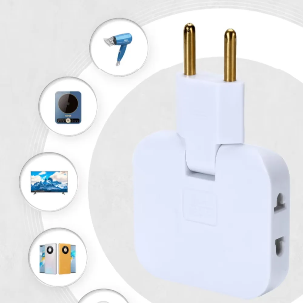 EU Plug 3 AC Outlet Power Strip Multiprise 1 Convert 3 Extension Electrical Socket 180° Rotating Fulfillment Socket AC Adapter