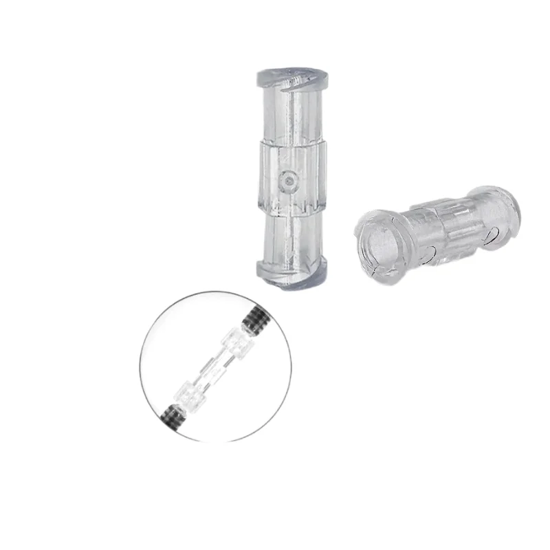 Transparent internal thread to internal thread, sterile, individually packaged, with a connector for a Luer lock syringe