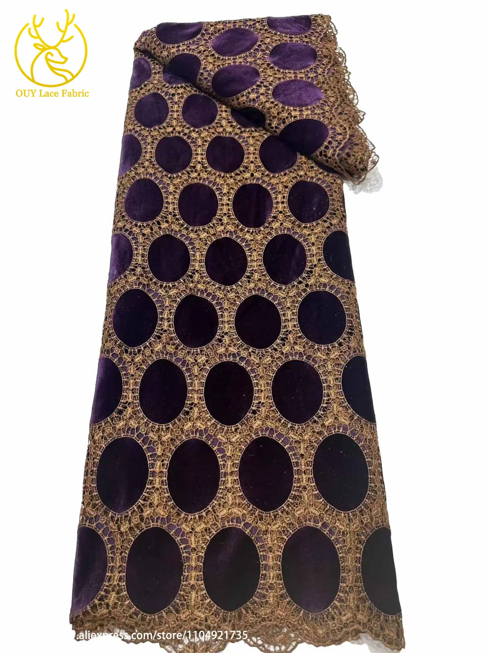 Luxuriöses, meistverkauftes Damen-Partykleid 2026, hochwertiger afrikanischer Samt-Guipure-Spitzenstoff, französischer lasergeschnittener Tüll-Spitzenstoff – Detail 9