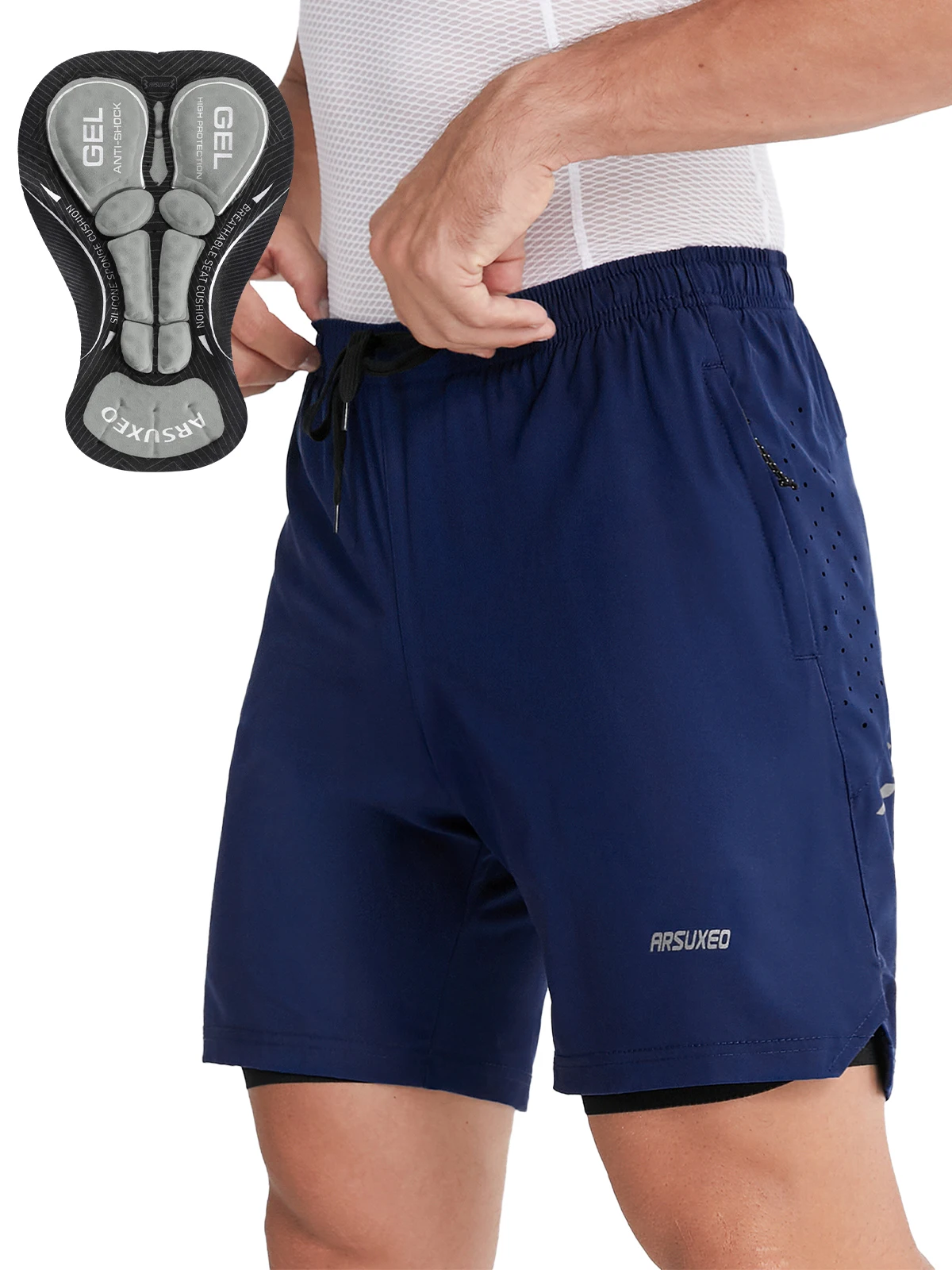 

ARSUXEO Padded Cycling Short for Man Mountain Bike Short Loose Fit Mens Cycling Bicycle Shorts for Man Cycling with Padding