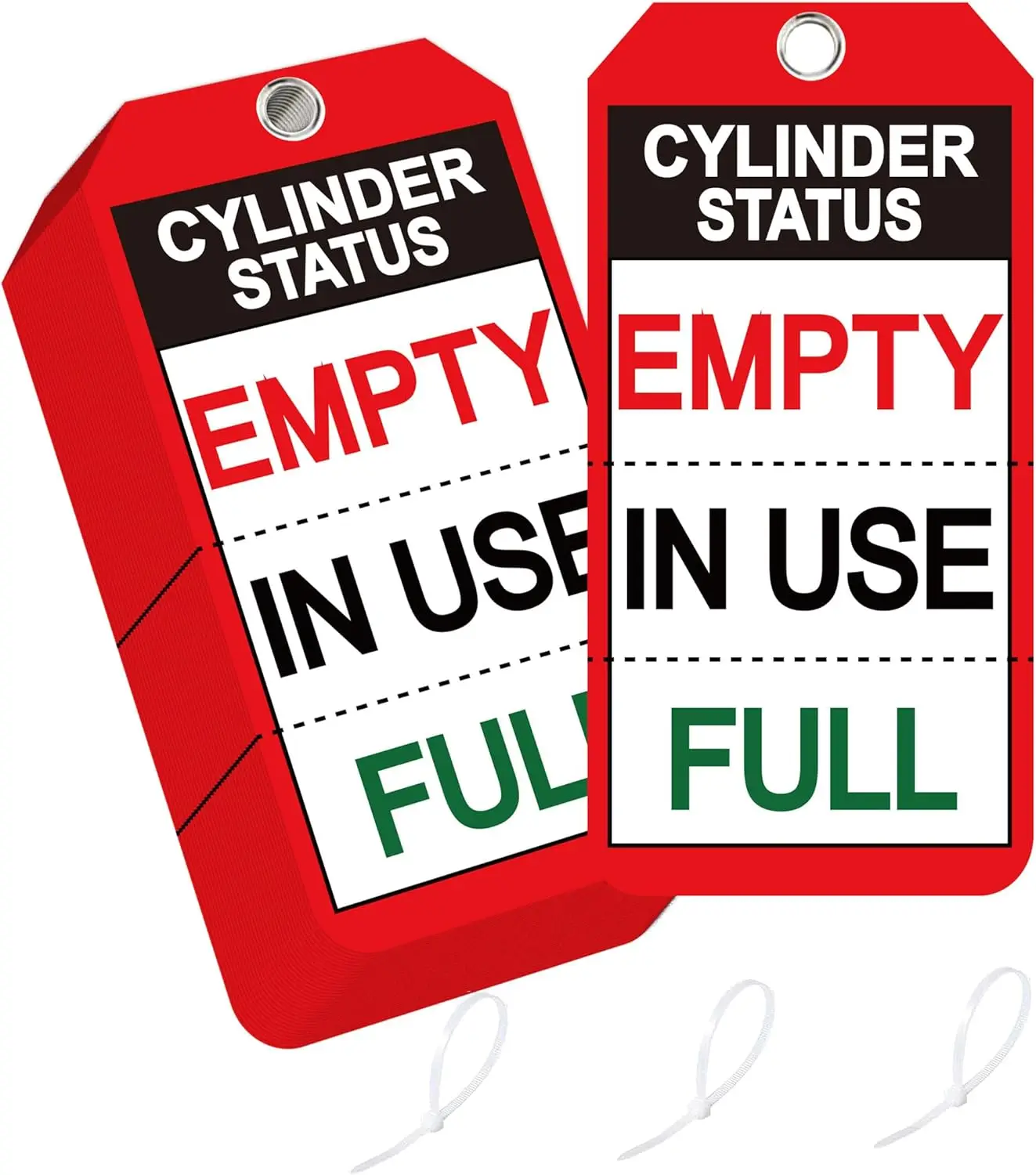 

Красные водонепроницаемые метки состояния газового баллона с гвоздями с куриным глазом 5,75 x 2,875 дюйма, пустой гелиевый кислородный баллон