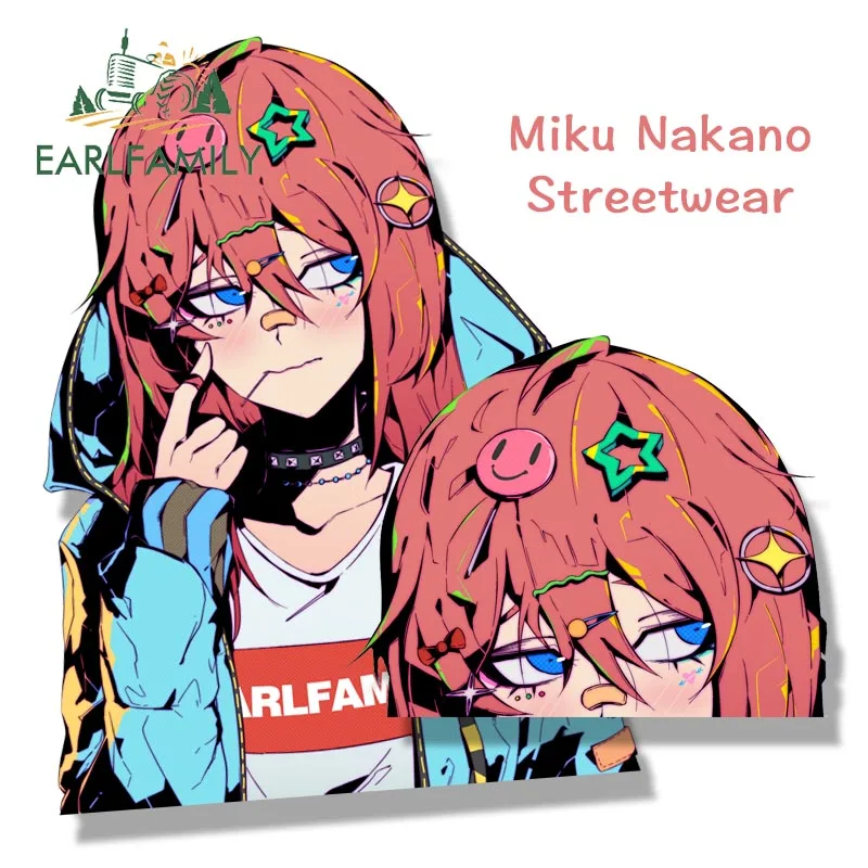 

EARLFAMILY Miku Nakano Streetwear Peeker Car Sticker Anime Cute Fasion Waifus Sketch Waifu Decal JDM Cartoon Peeker Sticker