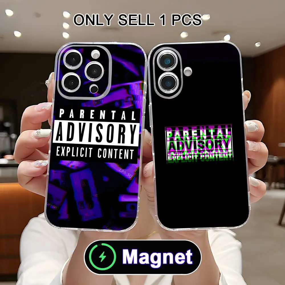 

Parental Advisory Phone Case for iPhone 17 16 15 14 13 12 11 Air Pro Max Plus Mini Soft TPU Clear Magnet Cover