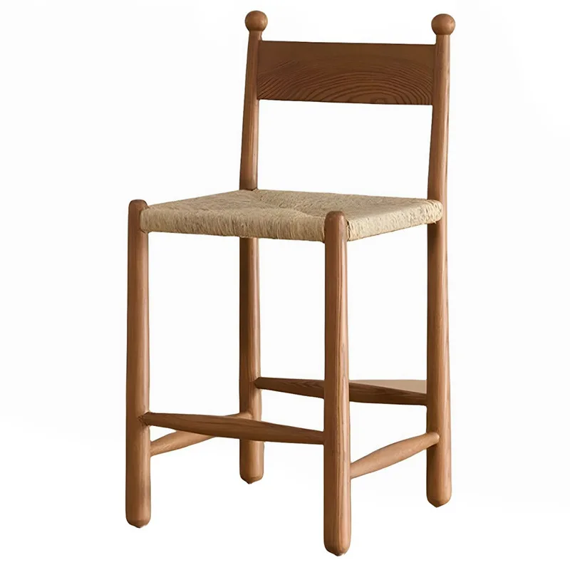 

Medieval counter chair, solid wood French bar chair, retro high back chair