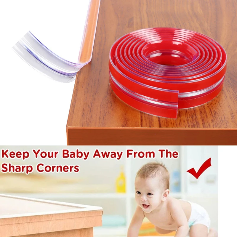 

1/2/3 м самоклеящаяся детская противоударная полоса W-типа, прозрачная защитная полоса из ПВХ, защитная полоса для края стола