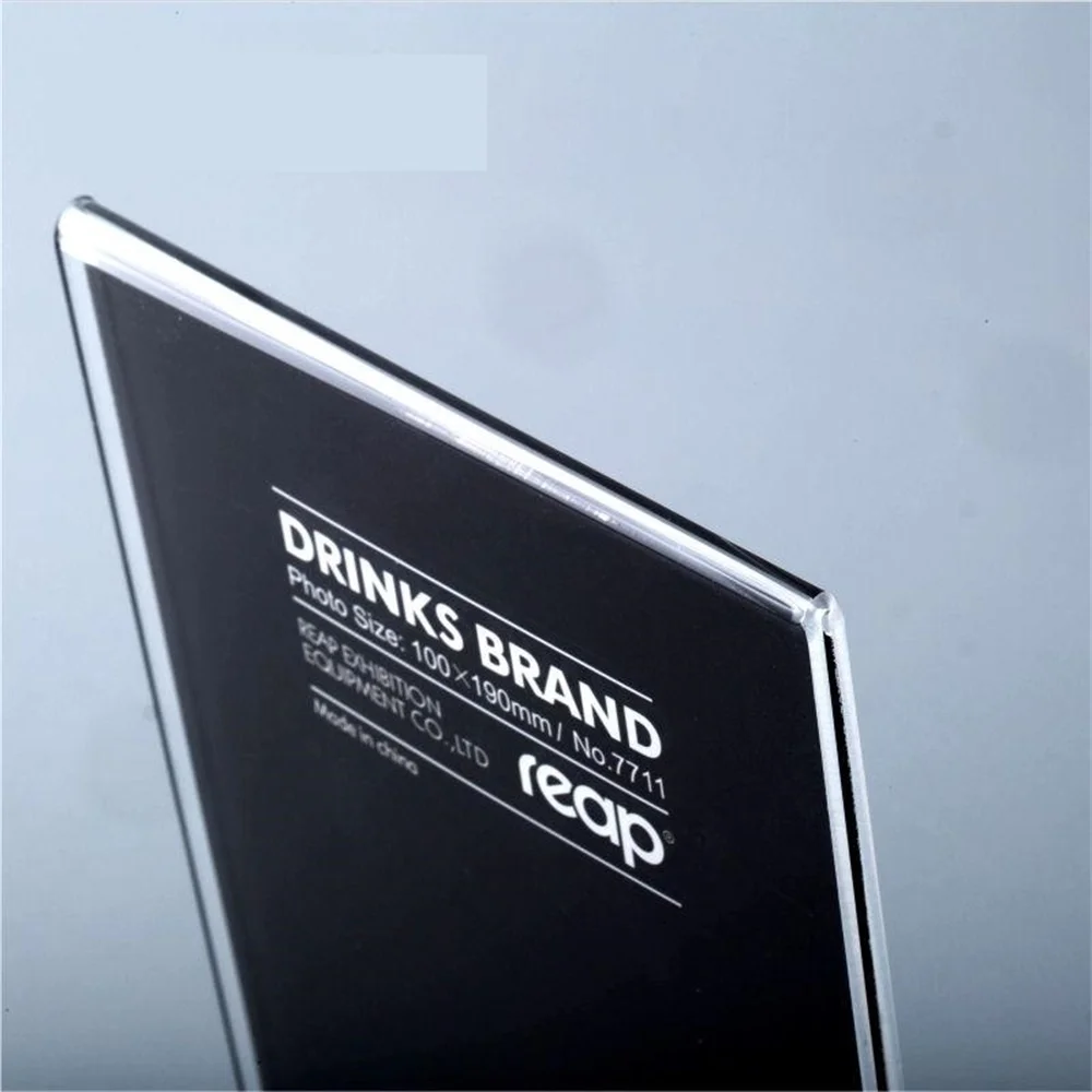 Crystal Acrylic T-shape Desk Sign Holder Card Display Stand Table Menu Service Label Drink Brand Conference Meeting
