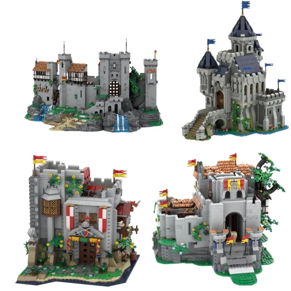 MOC Lion Knightss Castle Building Blocks Medieval Castle Model Lions Caslte Gatekeeper Tower Bricks Black Falcon Castle Toy Gift