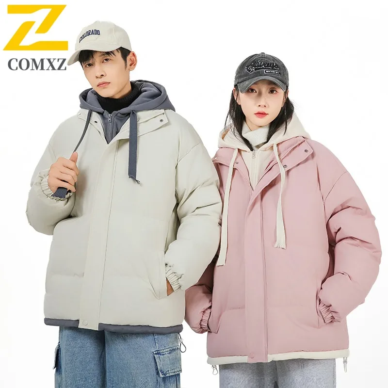 COMXZ Piumino unisex con cappuccio Cappotto antivento per alpinismo all'aperto Design tinta unita Escursionismo Abiti autunnali leggeri