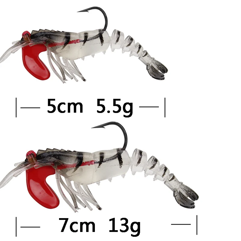 Soft Shrimp Lures Sea Fishing with Luminous Prawns Soft Bait Perch 5cm/7cm 5.5g/13g Sea Bass Shrimp bass Bait