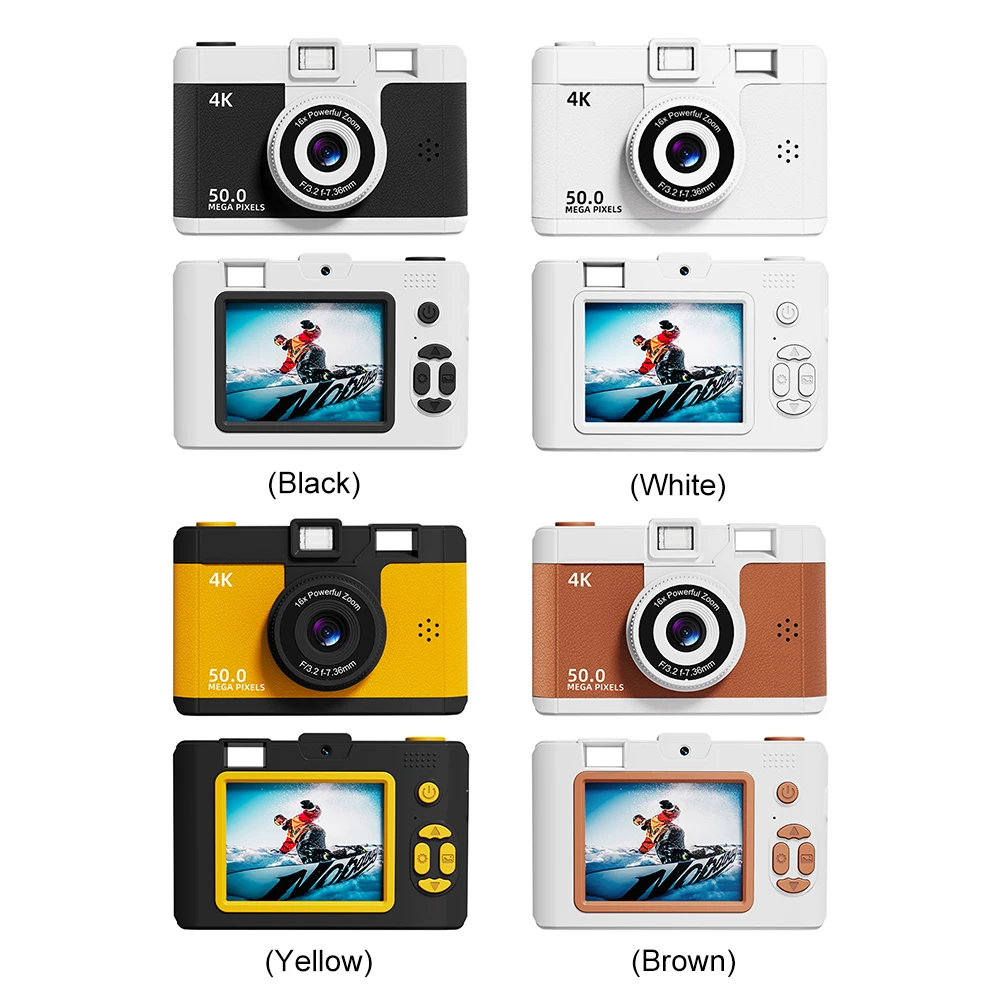 HD Digital Camera Dual Lens Retro Style Mini Camera 16x Zoom Portable Compact Camera Photography Camera for Travel Students