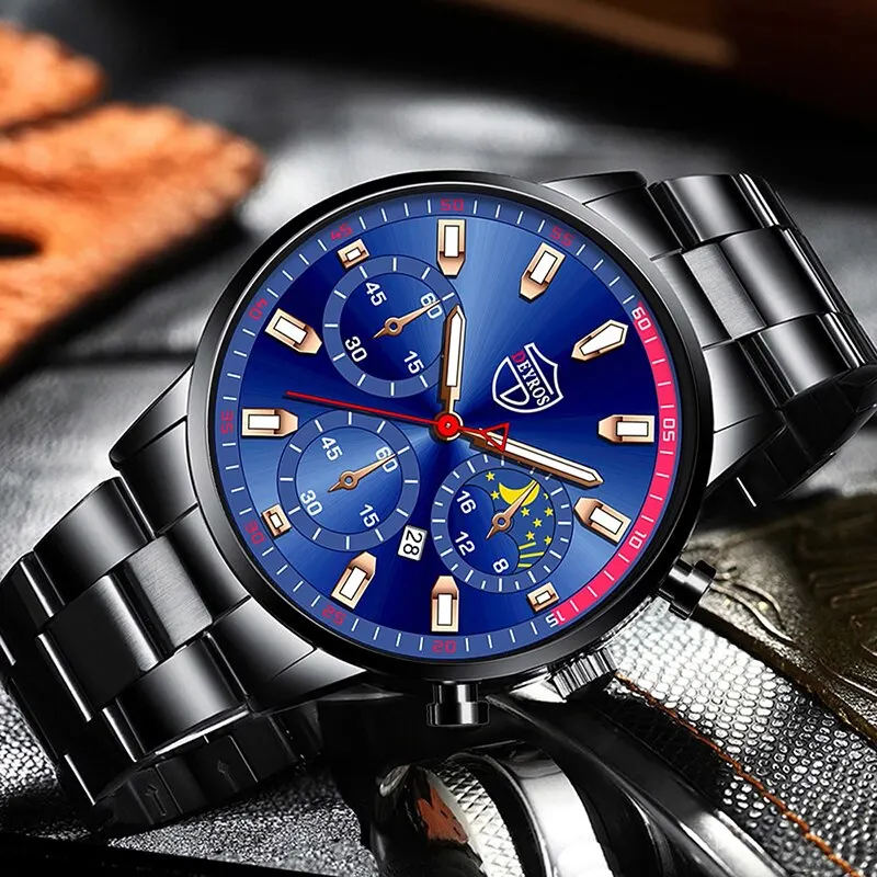 Orologi da uomo in acciaio inossidabile di moda orologio da polso sportivo al quarzo da uomo di lusso calendario orologio luminoso orologio Casual da uomo d'affari