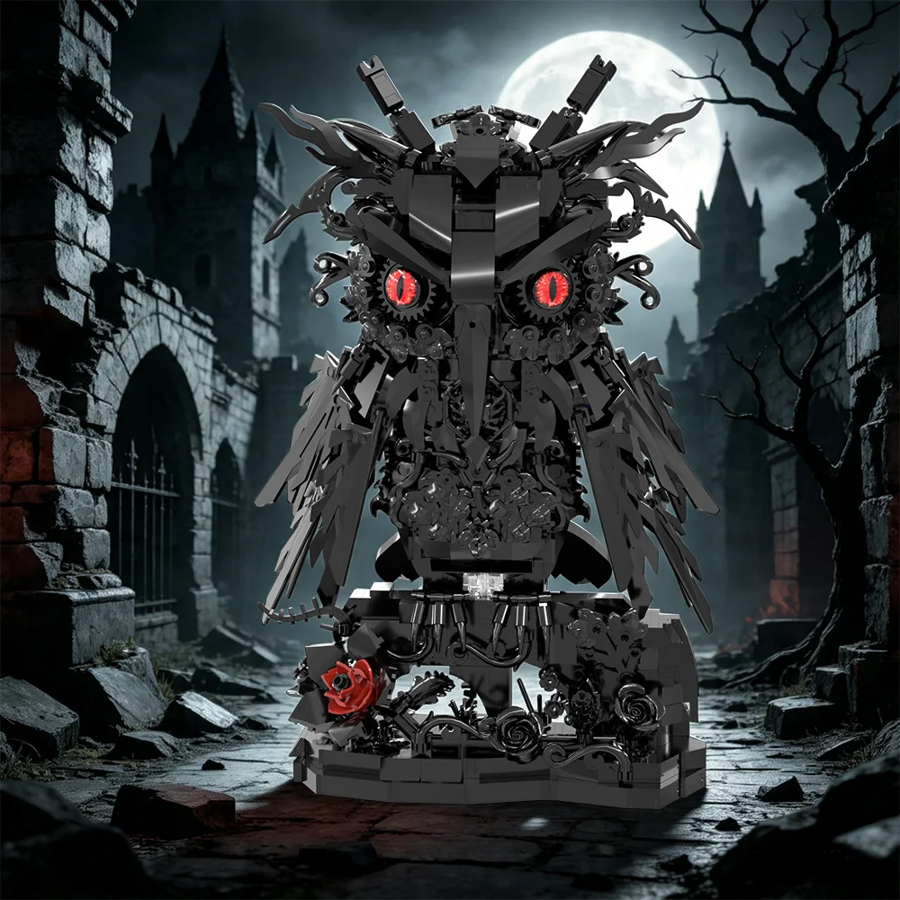 MOC Owl Building Blocks Gothic Owl Magical Fantasy Creative Animal Model Kit Bricks Toy Adult Gift