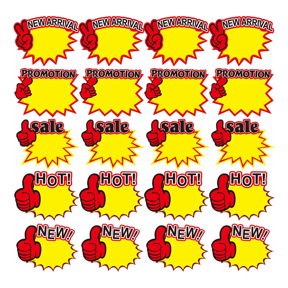 250Pcs Price Tags Unique Burst Shape Bright Color Sale Signs for Retail Store Yard Sale Garage Supplies Price Tags