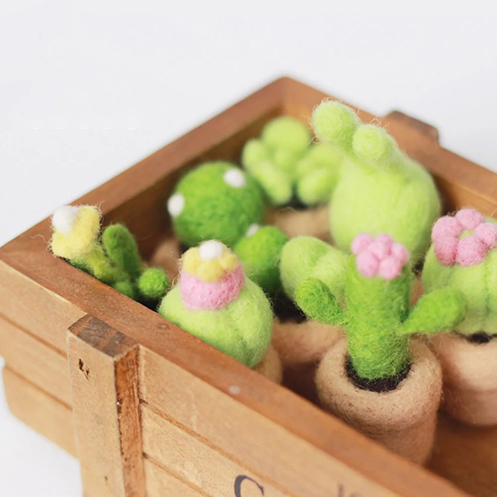 8個のDIY材料キット、ニードルフェルト用、創造的なサボテン工芸品、優れた職人技、理想的な家の装飾セット