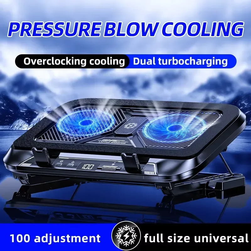 Laptop Cooling Pad RGB Gaming Cooler with Colorful Ambient Light 3000RPM High Speed Fan for Gamers and Office Workers
